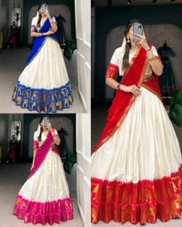 South Indian Traditional Half Saree - Maroon, Free Size