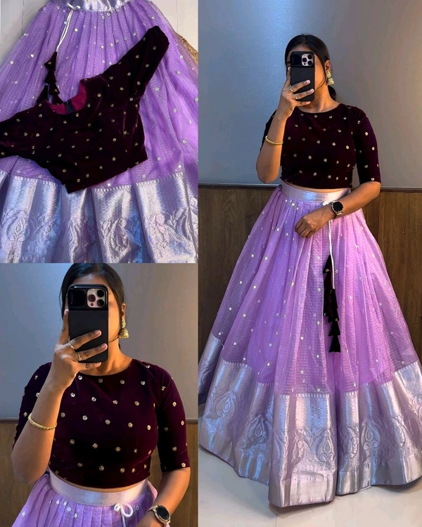 Trendy Fully Stitched Beautiful Crop top + Skirt Only
 - Mauve, S