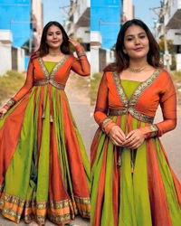 Introducing New Designer Removable Jacket Gown - M, Maroon & Green