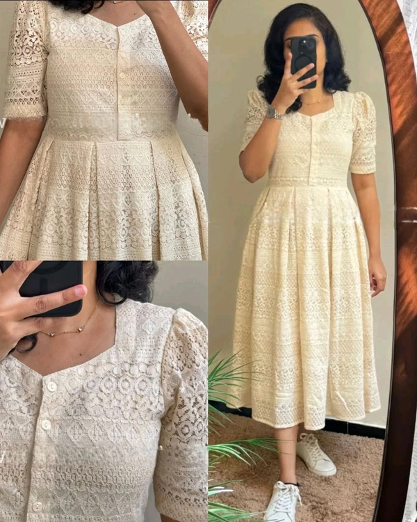 Stunning Pure Cotton Lace Dress – Effortlessly Elegant and Classy
 - S