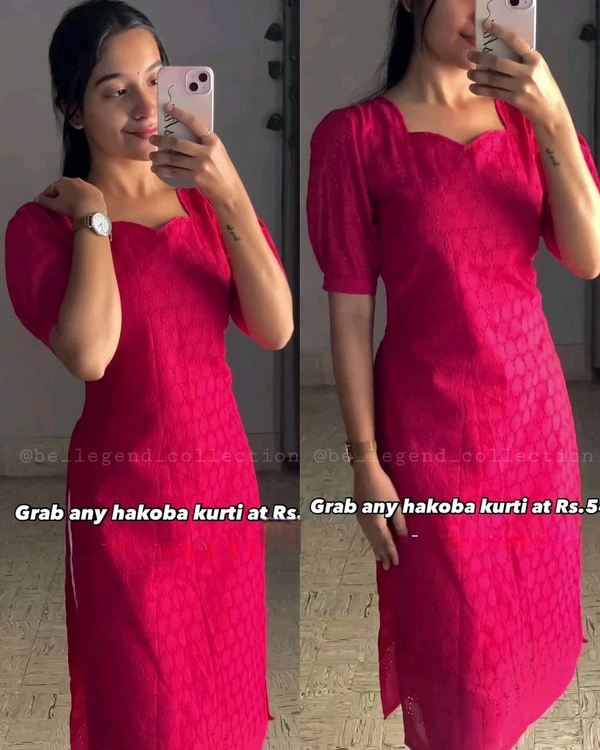 The Hakoba Cotton Daily Wear Kurti - Ripe Plum, S
