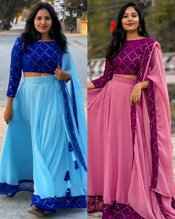 New Designer Crop Top+ DUPPTA
 - Free Size, Blue