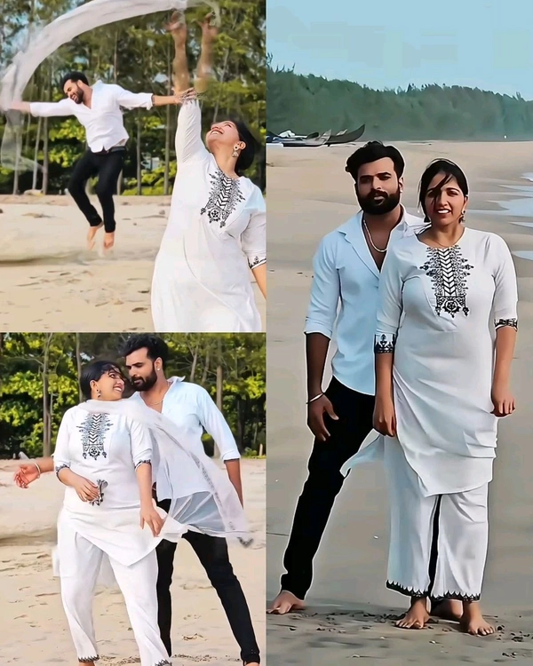 Trendy White Couple Dress🤍 - ORDER SEPARATE - White & Black Women Dress, S