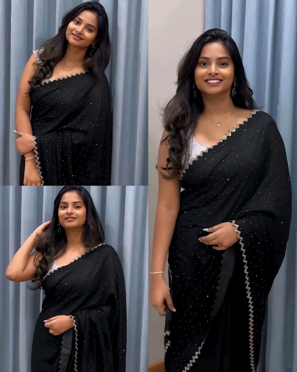Trendy Party Wear Saree - Black, Free Size