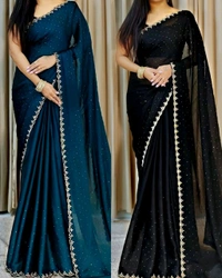 Trendy Party Wear Saree - Black, Free Size