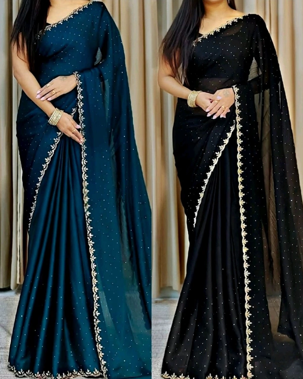 Trendy Party Wear Saree - Black, Free Size