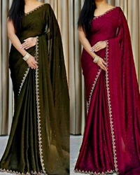 Trendy Party Wear Saree - Black, Free Size