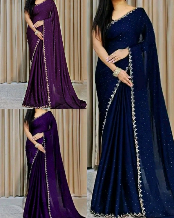Trendy Party Wear Saree - Black, Free Size
