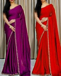 Trendy Party Wear Saree - Black, Free Size