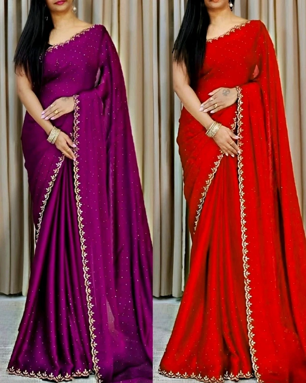Trendy Party Wear Saree - Black, Free Size