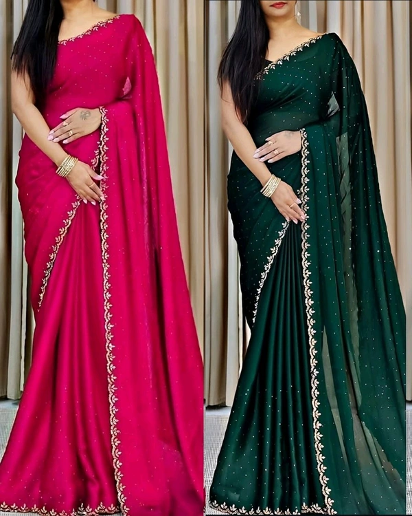 Trendy Party Wear Saree - Black, Free Size