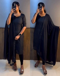 Trending hakoba kurtis - L, Black