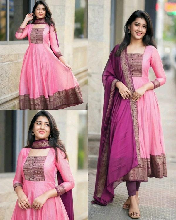 Vachitra Silk Gown Dupatta Set (Ready to Wear)