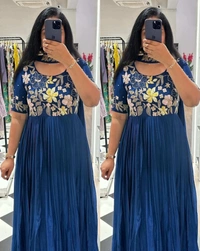 New Embroidered Gown - Blue, L