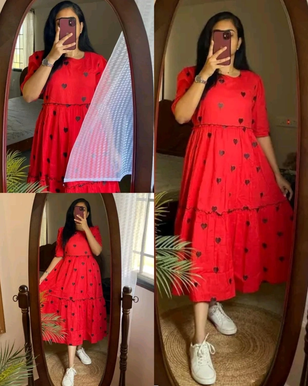 Beautiful Cotton gown - 2XL, Red and Black