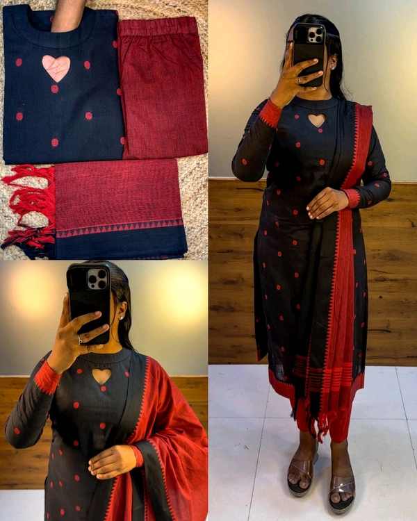 Comfortable for hot summer kurta sets
Kurti + pant + dupata
 - Black, S