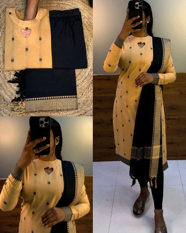 Comfortable for hot summer kurta sets
Kurti + pant + dupata
 - Black, S