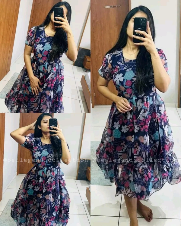 Woman Party Wear Organza One Piece  - S