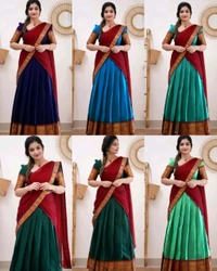 South Indian Traditional Half Saree - Black, Free Size