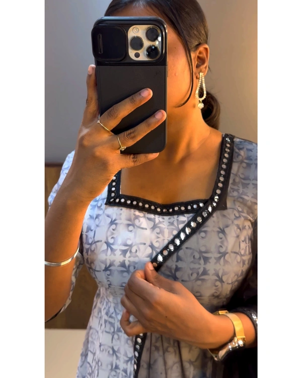 New Anarkali Printing Work With Net Dupatta - XL