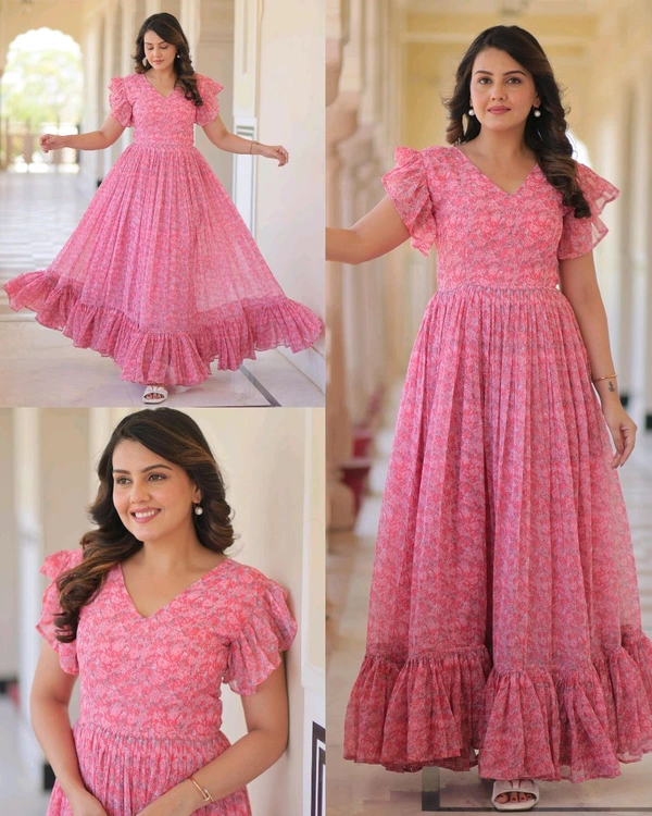 NEW LAUNCHING EXCLUSIVE SUMMER FROCK STYLE COLLECTION 
 - Pink, S