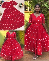 Trendy Fashionable Heart Printed Dresses
 - Careys Pink, S