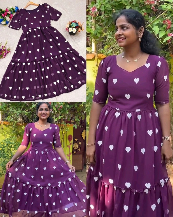 Trendy Fashionable Heart Printed Dresses
 - Careys Pink, S