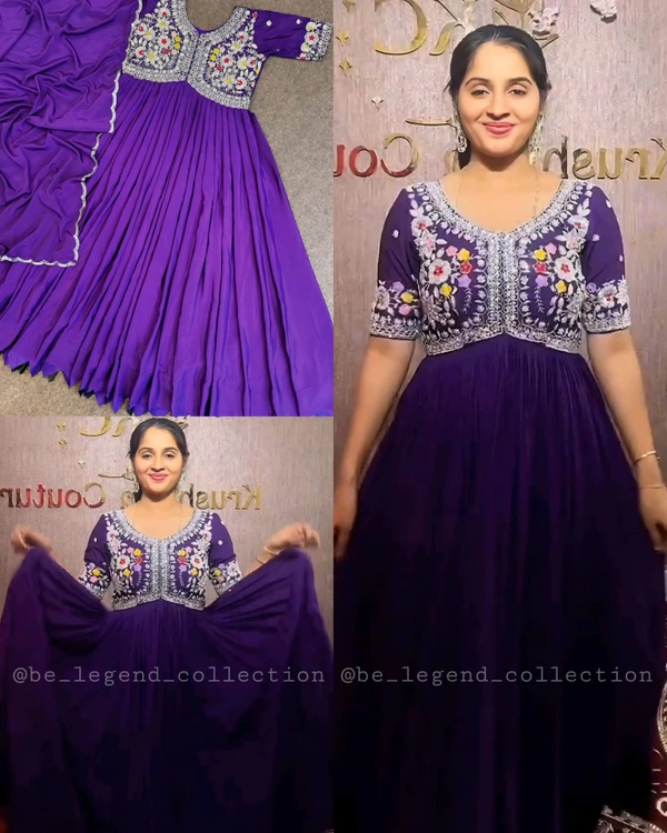 Aliya Cut Gown With Dupatta - L