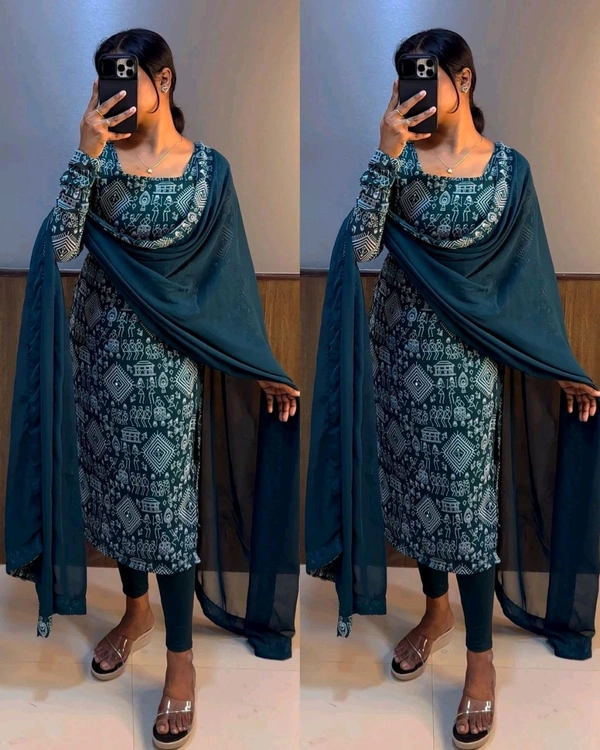 College and office wear Kurtis - Teal, 3XL