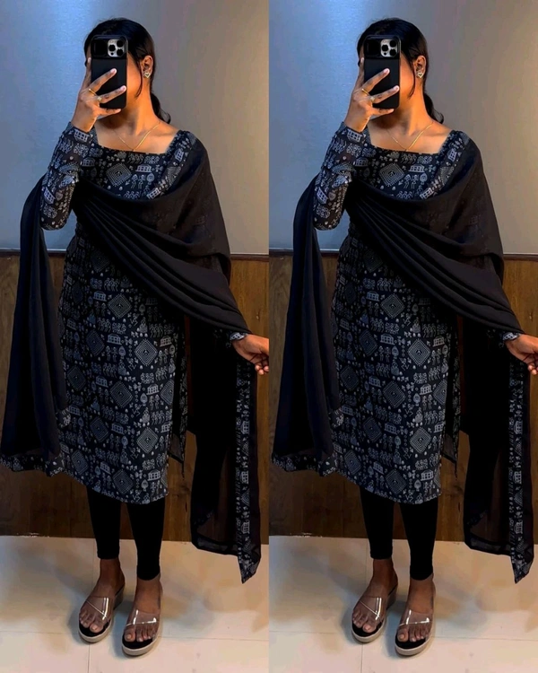 College and office wear Kurtis - Black, 2XL