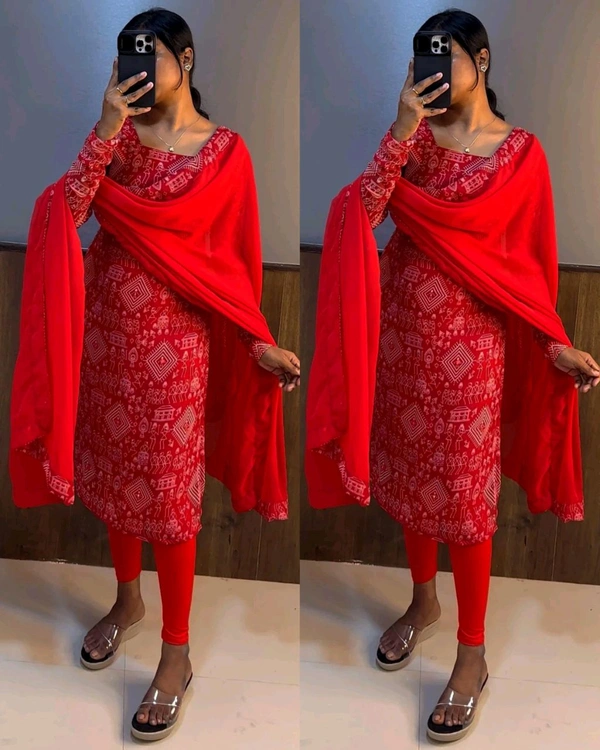 College and office wear Kurtis - Red, L