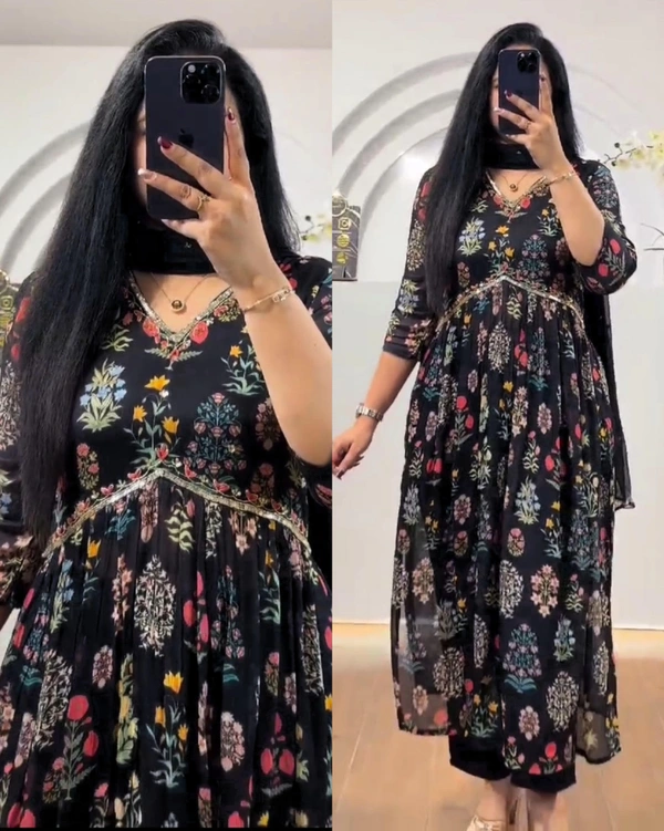 New Hand work Kurti set - Black, M