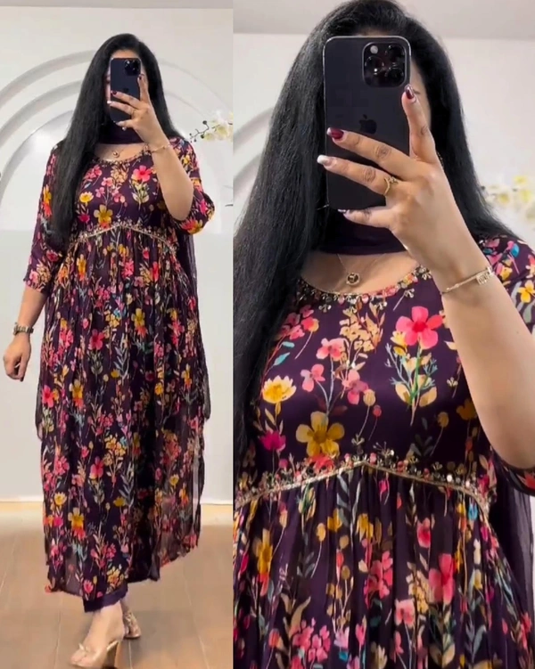 New Hand work Kurti set - Black, 2XL