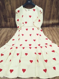 Beautiful Cotton gown - 2XL, Red and white