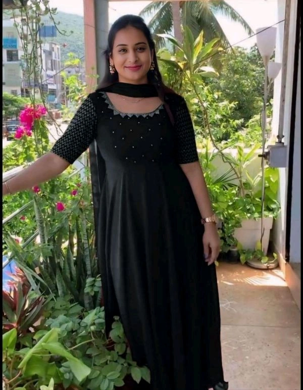 Beautiful Women Gown With Dupatta - Black, M