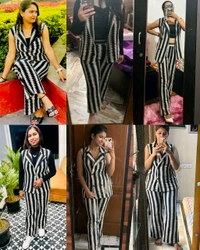 Trendy Premium New Fashionable Women Jacket & Inner Black Top & Bottom Sets
 - XS