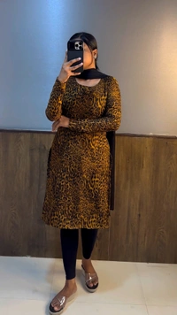 Animal Print Kurti plus Dupatta - Rusty Nail (1), S