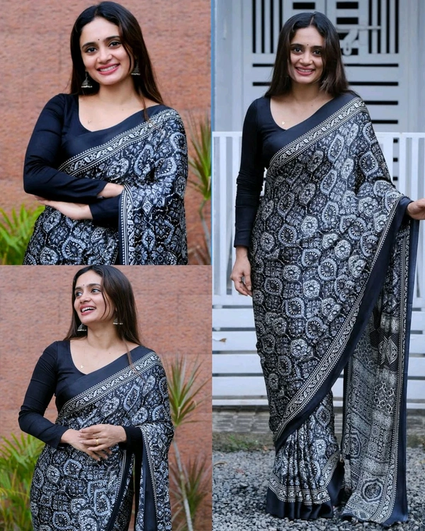 Launching New Modal Satin Crape Trending Saree  - Maroon, Free Size