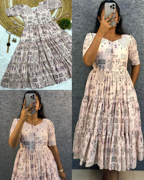 Launching the most unique "village print "Hakoba maxi gown with  one side pocket - Prim, S