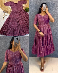 Launching the most unique "village print "Hakoba maxi gown with  one side pocket - Prim, S