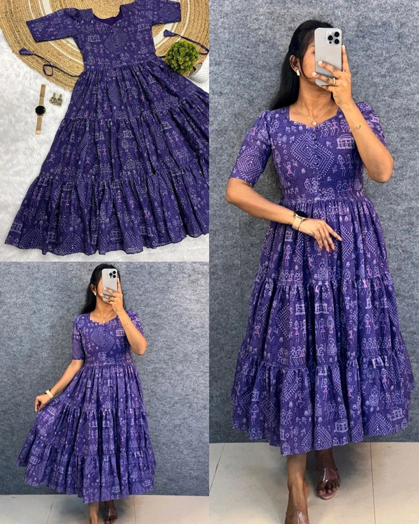 Launching the most unique "village print "Hakoba maxi gown with  one side pocket - Prim, S