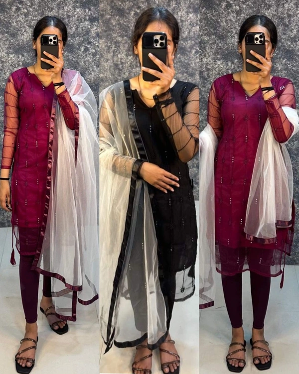 HEAVY BUTTERFLY NET WiTH 9 mm Sequence Work💎 - Maroon, M