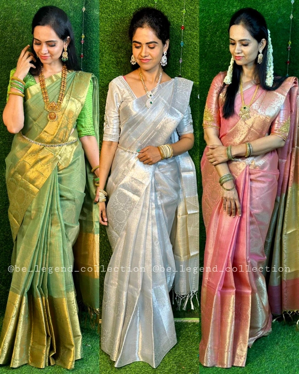 Tissue Saree - Silver, Free Size