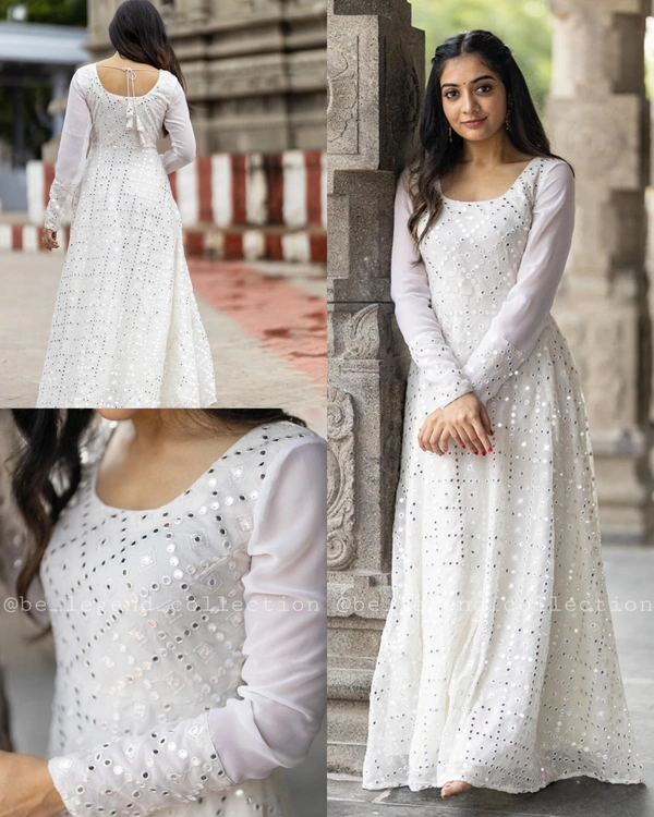 NEW STYLISH GEORGETTE WITH SEQUANCE WORK  - 3XL, White