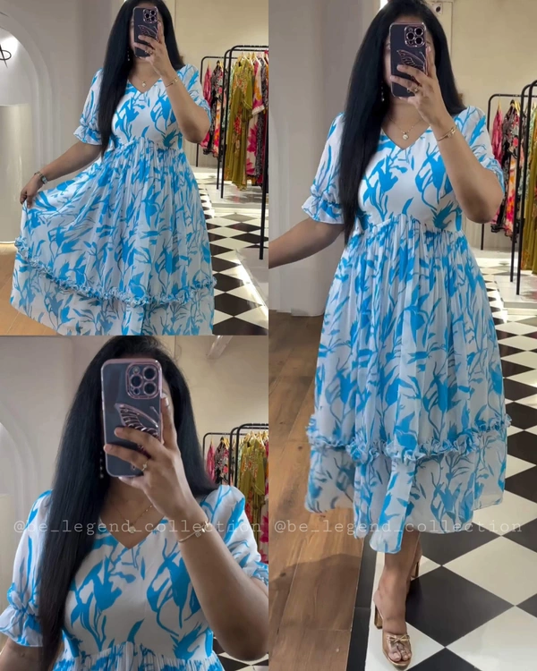 Summer special Cotton Middi Dress - Blue, M
