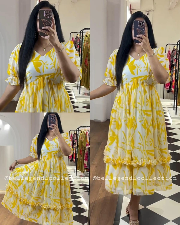 Summer special Cotton Middi Dress - Yellow, M