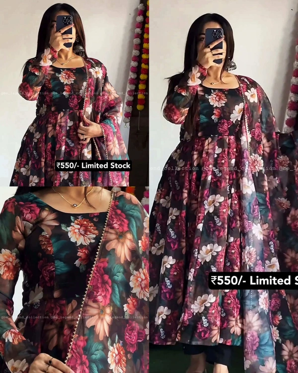 Self Design Full Stitched With Flared Gown With Dupatta For Women - 2XL