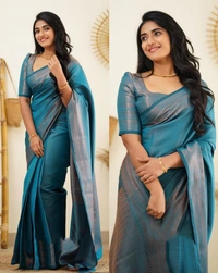 Beautiful Kanjeevaram Silk Jacquard Saree With Rich Pallu - Green, Free Size
