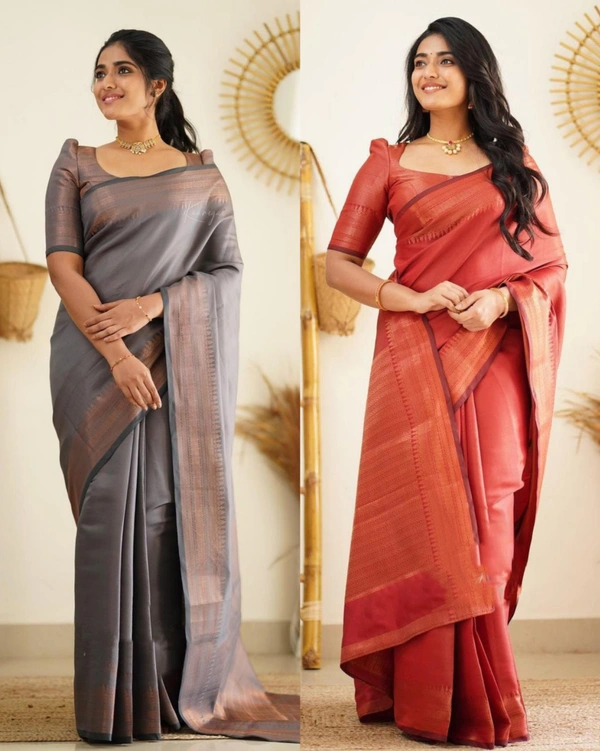 Beautiful Kanjeevaram Silk Jacquard Saree With Rich Pallu - Red, Free Size