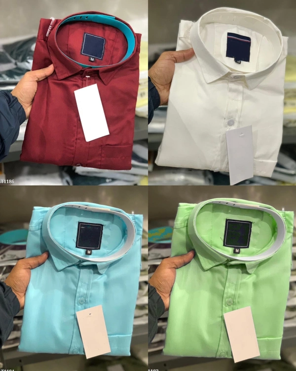 Trending Men's Wear Plain Stylish Shirts - Red, 2XL